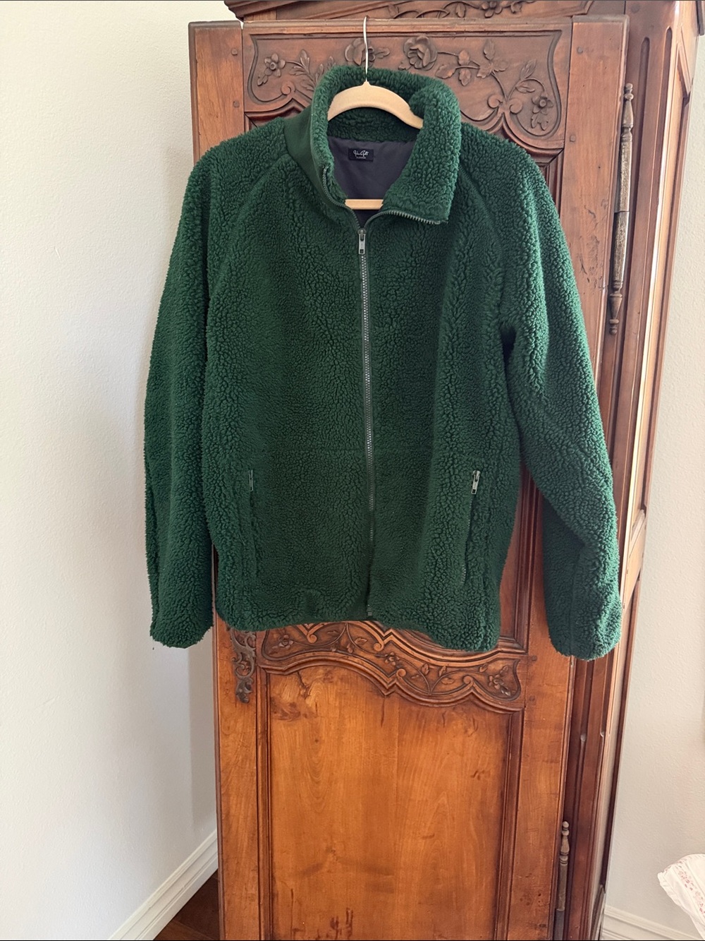 Green Sherpa Zip-Up Jacket